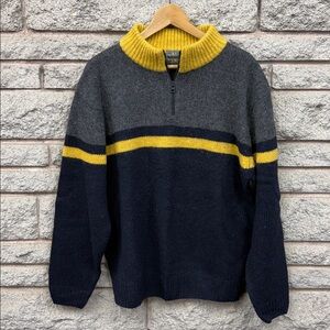 Vintage Le 31 Men's wool Gray and Yellow Half-Zip Sweater